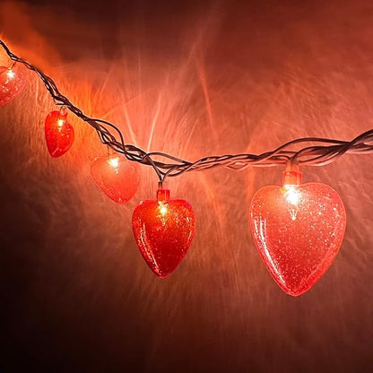 Red Pink Heart Lights, 8.5Ft Valentines Day Lights with 10 Red Pink 3D Heart Lights, Plug in Heart Fairy String Lights for Indoor Propose Wedding Anniversary Party Valentine's Day Decorations