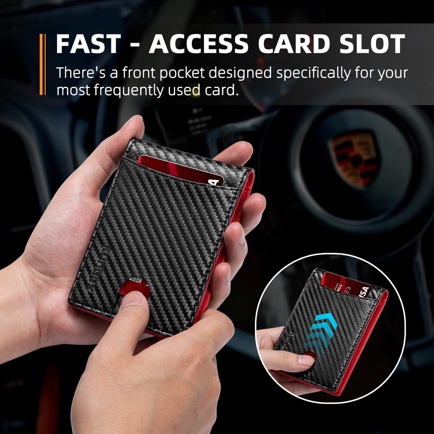 RUNBOX Slim Money Clip Wallets for Men RFID Blocking 11 Card Holder Minimalist Small Leather Bifold Novelty Men's Wallet Front Pocket Gift Box