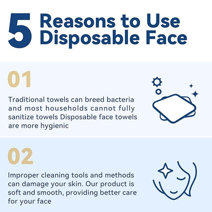 Disposable Face Towelettes, Makeup Remover Dry Wipes, Ultra Soft, 100% Biobased
