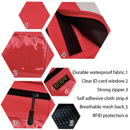 RFID Blocking Travel Neck Wallet Pouch and Passport Holder, Travel Neck Pouch Passport Holder for Women & Men - Red