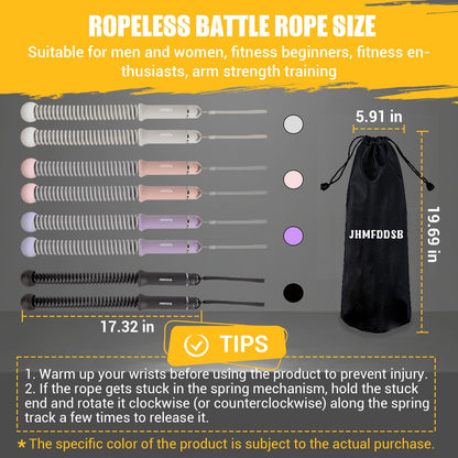 Ropeless Battle Ropes, Upgraded Heavy Duty Portable Cordless Battle Ropes for Home Gym with Poster & Non-Slip Soft Handles for Wrist Protection, Exercise Rope for HIIT and Low-Impact Aerobic Training