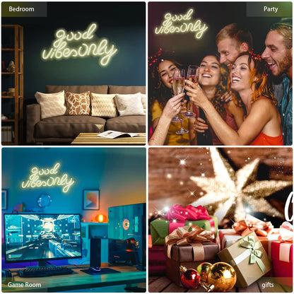 JFLLamp Good Vibes Only Neon Signs for Wall Decor Neon Lights Led Signs Suitable for Living Beer Bar Game Room Hotel Birthday Party Restaurant Christmas Unique Gift for Lover, 16.5 * 10 Inch(Blue)