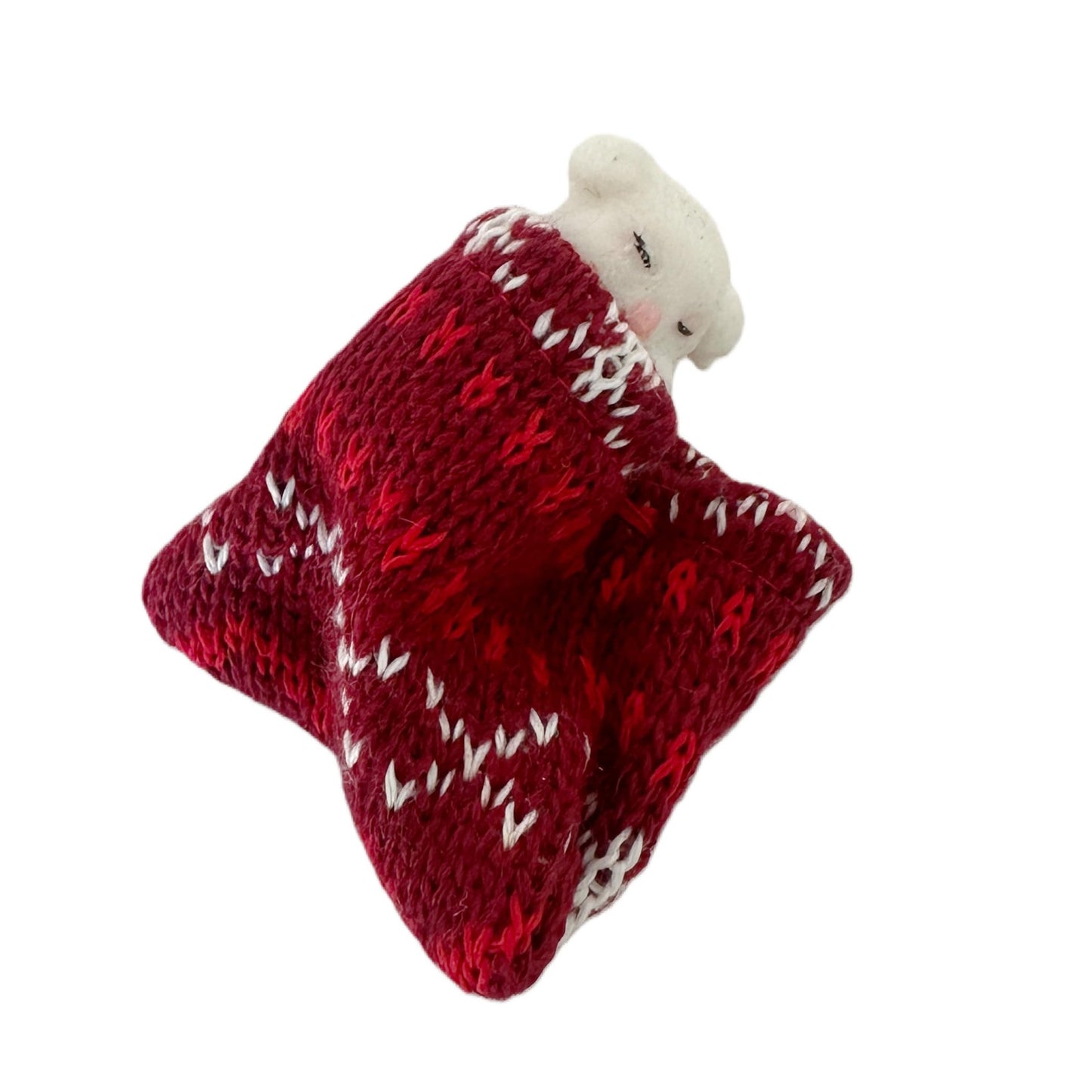 Nature's Mark Miniature White Puppy in Red Knit Stocking Christmas Ornament – 2.4-Inch Festive Dog Lover’s Holiday Decor, Cozy Knitted Fabric Hanging Puppy Decoration