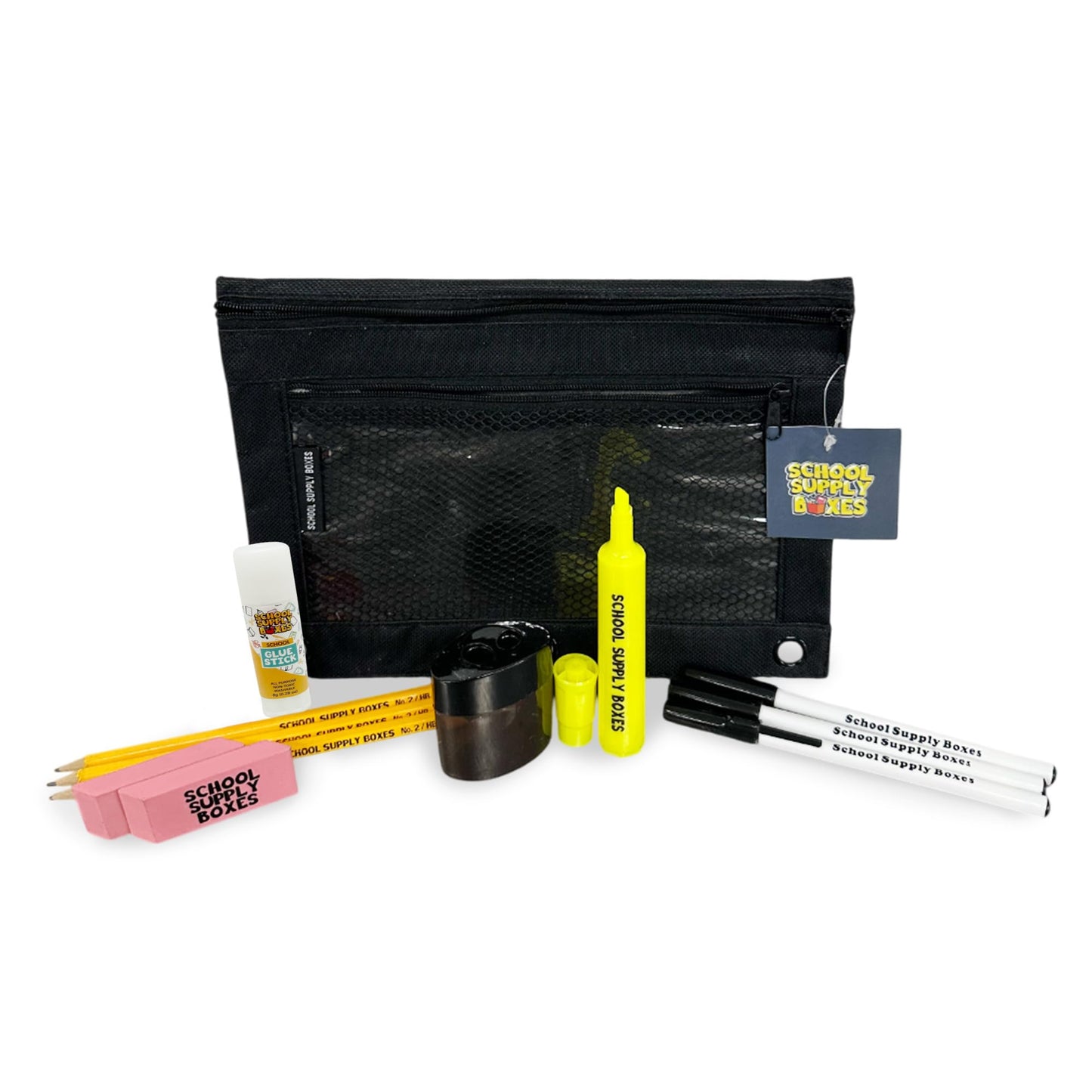 School Supply Boxes | Budget Saver Bundle (1 Box) | Back to School Essentials Kit for Students & Teachers | Includes Spiral Notebook, Crayons, Pens, Pencils, Glue & More