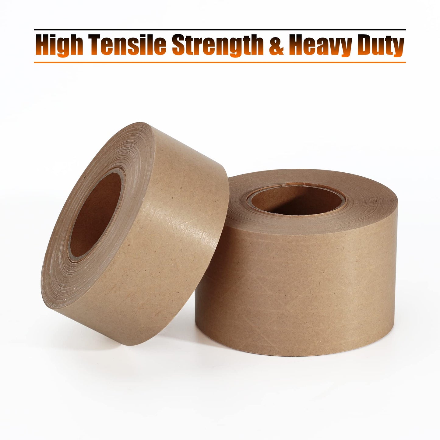 LLPT Kraft Paper Gummed Tape 2.75” x 66 Yards 2 Pack Reinforced Fiberglass Water Activated Kraft Tape Brown Packing Tape Heavy Duty for Mailing Shipping Sealing Boxes (PGB7060R02)
