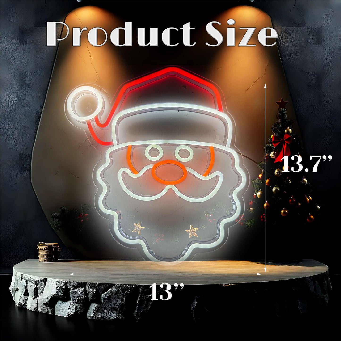 Christmas Santa Claus Neon Sign Lights Red White Led Night Light Acrylic Board USB Plug-in Anime Signs Decorations for Aesthetic Bar Wall Bedroom Decor for Kid Adult Christmas Gifts
