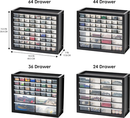 IRIS USA Small Parts Storage, Made in USA, Cabinet, 44-Drawer Organizer for Screws, Nuts, Bolts, Electronics, Hardware, Beads, Crafts, Building Bricks, Stackable Garage Storage – Black