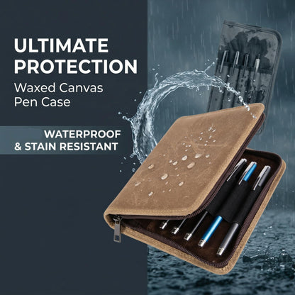 YLZZMDQSZ 10 Slot Fountain Pen Case, Waterproof Canvas Pen Organizer Case for Collection Purposes, A Gifts for Pens Lovers Brown