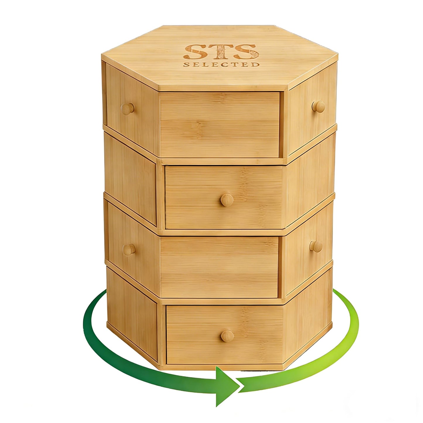 360° Rotatable Bamboo Desktop Organizer, Large Capacity Cosmetic & Jewelry Storage for Makeup Serum, Diamond, Easy Setup No Assembly (9)