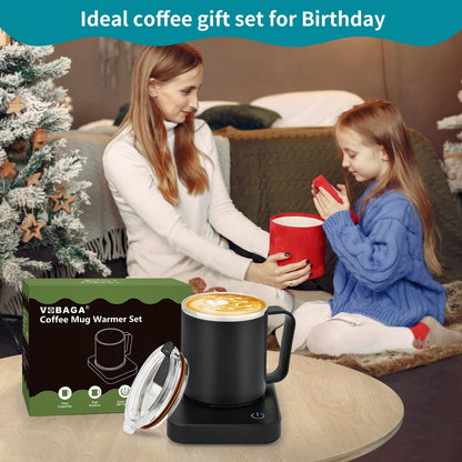 VOBAGA Mug Warmer Set, Coffee Warmer for Desk with 11oz Ceramic Mug, Auto Shut Off & 3-Temp Settings, Smart Coffee Cup Warmer, Home Office Essentials Coffee Set