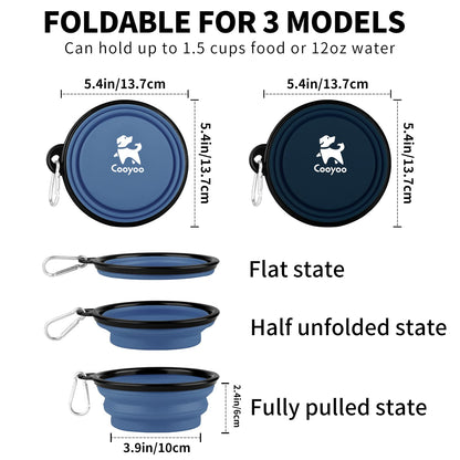 COOYOO Collapsible Dog Bowl,2 Pack Collapsible Dog Water Bowls for Cats Dogs,Portable Pet Feeding Watering Dish for Walking Parking Traveling with 2 Carabiners