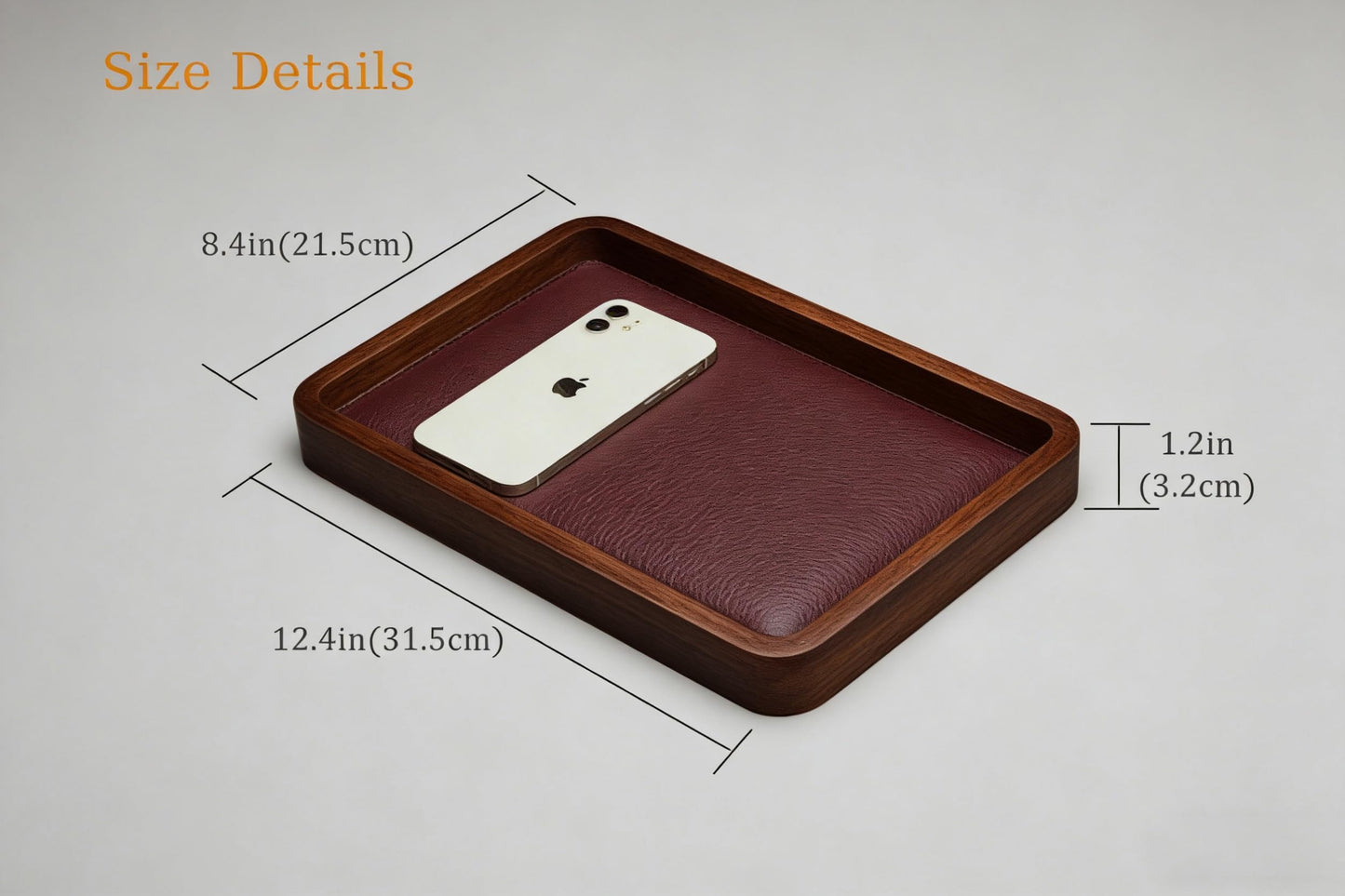 Valet Tray-Light Brown Wood Decorative Key Tray, Bedside Dump Holder.Catch All Tray Tray Decorative for Trinkets,Watches,Keys,Sunglasses.