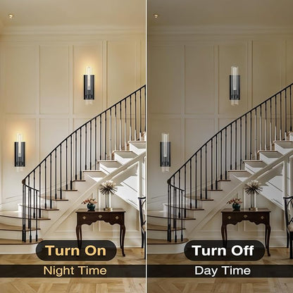 Wall Sconces Set of Two,18" Sconces Light Fixture, Black Bathroom Bedside Ligting, Glass Vanity Lights, Indoor Wall Lamps for Bedroom Living Room Hallway Mirror