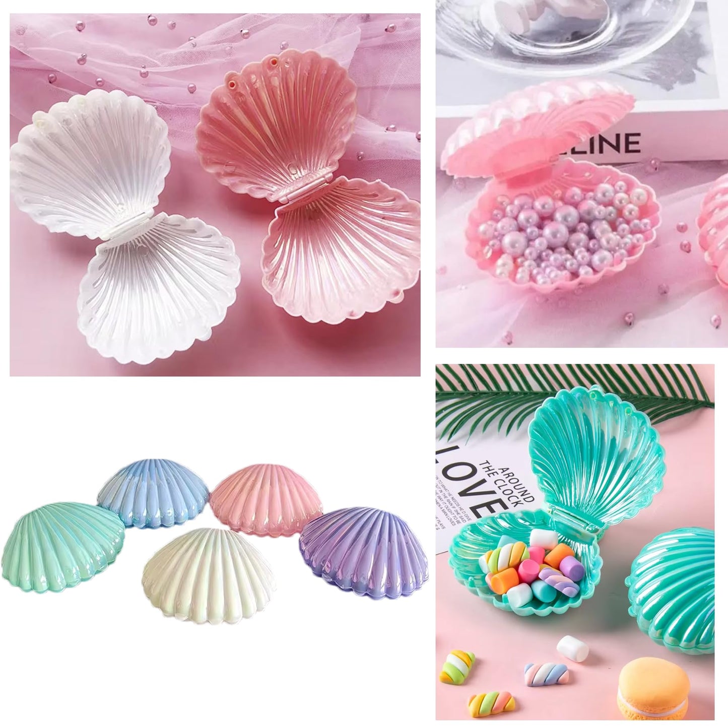 10Pcs Shell Candy Boxes Plastic Plastic Candy Containers Small Gift Box Jewelry Storage Box Seashell Containers Box for Wedding Birthday Baby Shower Christmas Party Favors Home Decor (10pcs)
