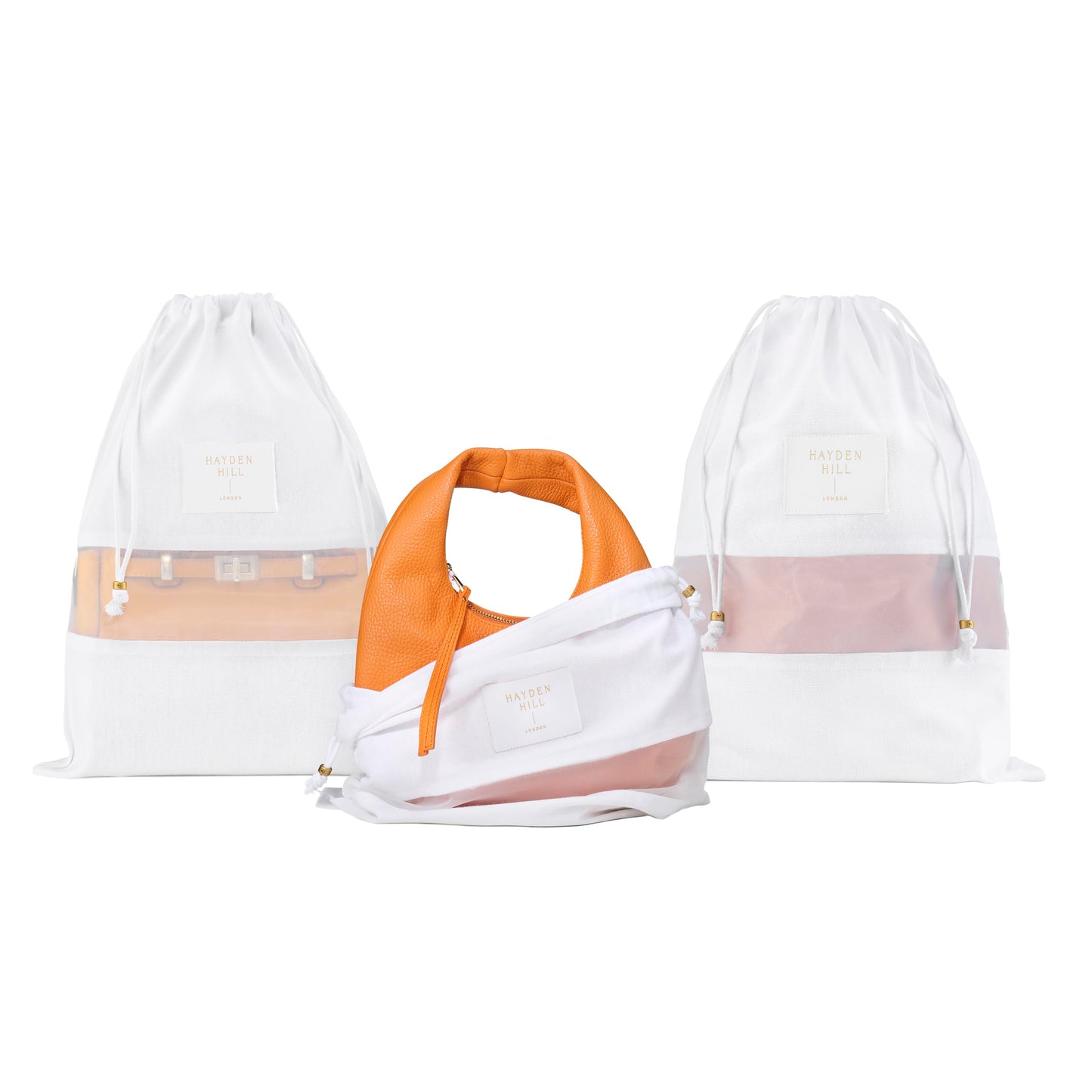Hayden Hill Luxury Organic Cotton Dust Bags For Handbags - 3 Pack Small - 15" Purse Dust Bags, Shoes and Handbag Covers For Storage - Carbon Neutral Protector Dustbags