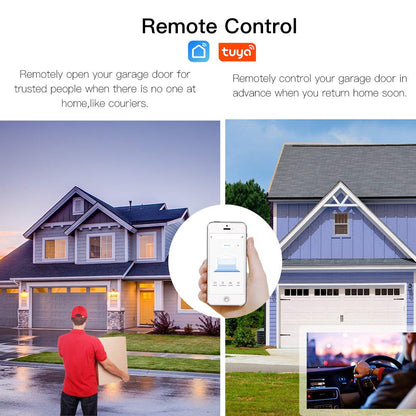 MOES WiFi Smart Garage Door Opener Controller,Smart Life/Tuya APP Remote Monitor Your Garage Door Anywhere Anytime,Compatible with Alexa Google Home No hub Required.