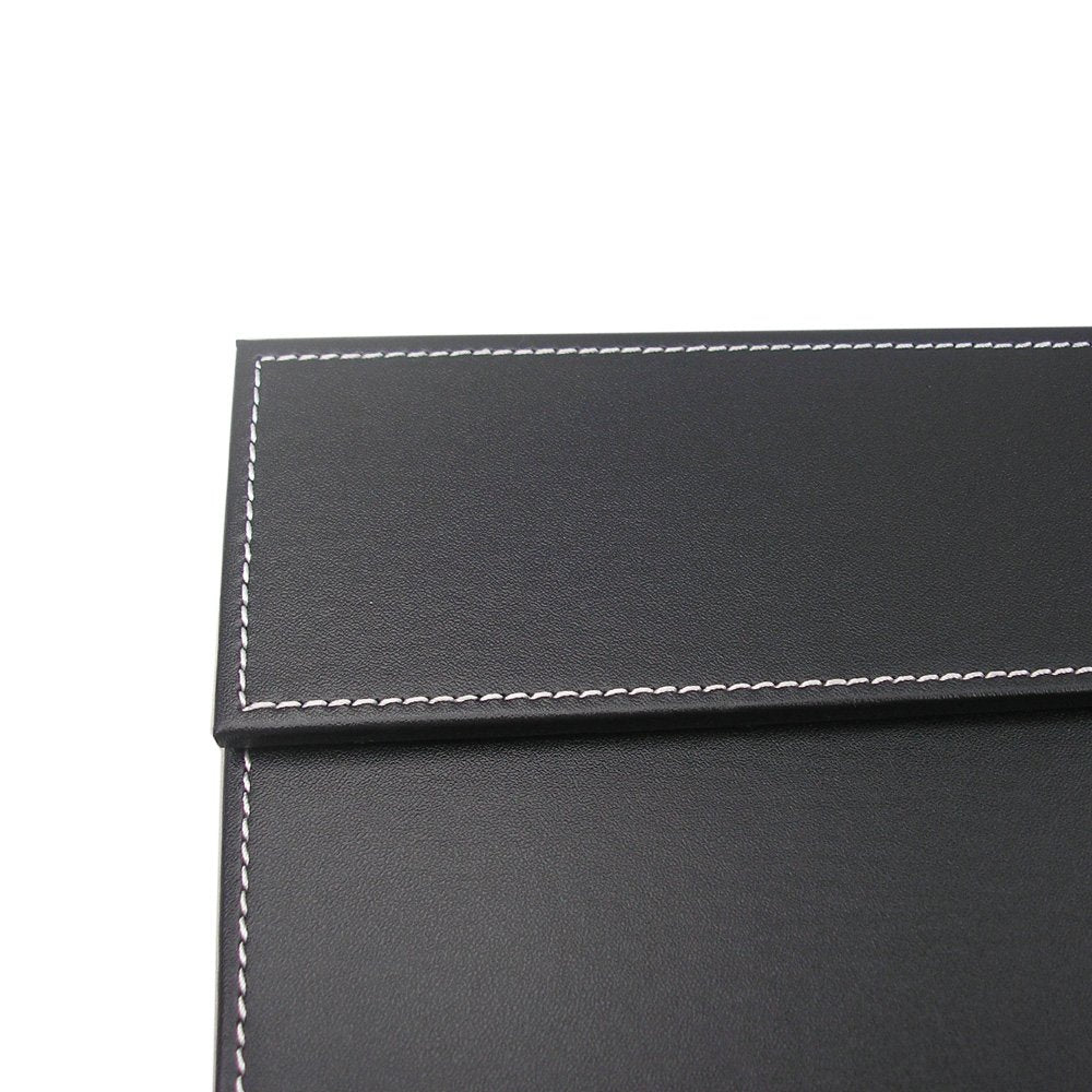 KINGFOM Ultra-Smooth PU Leather Desk Pad & Mat Office Desk Drawing & Writing Board A3/ A4 File Paper Clip Table Protector Mat on Top Large 24''x18'' (Black)