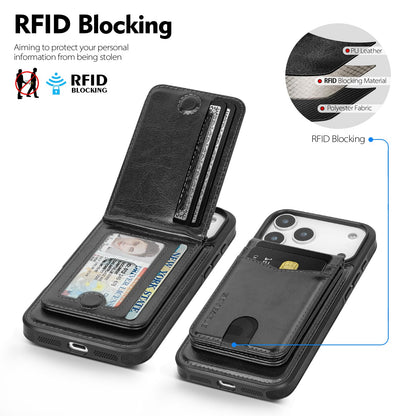 SkyEagle Compatible with Magsafe 2 in 1 Detachable iPhone 17 Pro Max Wallet Case with Card Holder,Women Men Magnetic PU Leather RFID Blocking Flip Kickstand Credit Slots,for Apple 17 ProMax,Black