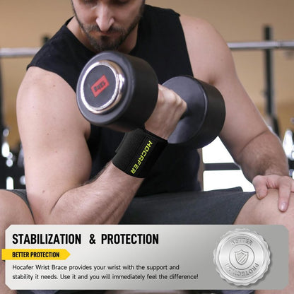 Hocafer Wrist Wraps for Weightlifting - 18” Wrist Compression Support and Wrist Brace for Bench Press, Bodybuilding, Strength Training(Black, Flex Fit, 2P)