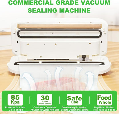Food Vacuum Sealer Machine - High Suction 85Kpa | One-Touch Dry & Wet Mode, Compact Design for Kitchen Storage & Meal Prep