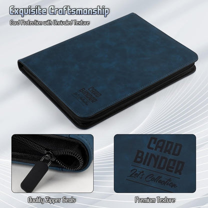 Trading Card Binder, Premium 9 Pocket Double Sided 540 Pocket PU Card Collection Binder, Collectible Trading Card Albums for MTG, TCG, Sport Card, Game Cards (Navy)