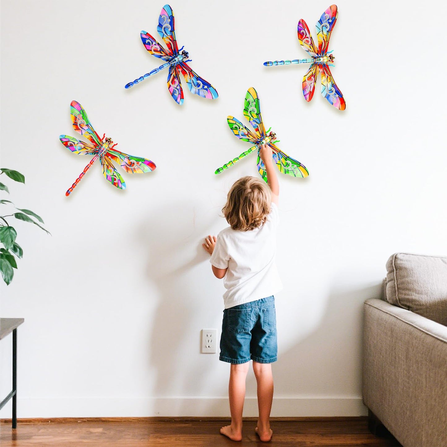 SUNREEK Metal Dragonfly Wall Decor, 12 Inches Dragonfly Outdoor Wall Art for Fence Garden Yard Patio Decorations