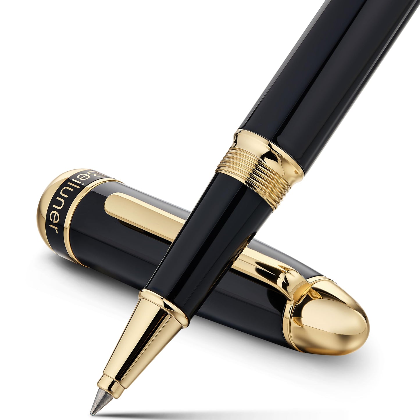 BEILUNER 315 Luxury Rollerball Pen, with 24K Gold Finish, Black Piano Lacquer, Luxury Grade Craftsmanship, Best Pen Gift Set for Men and Women, Professional, Executive, Office, Fancy, Nice Pens