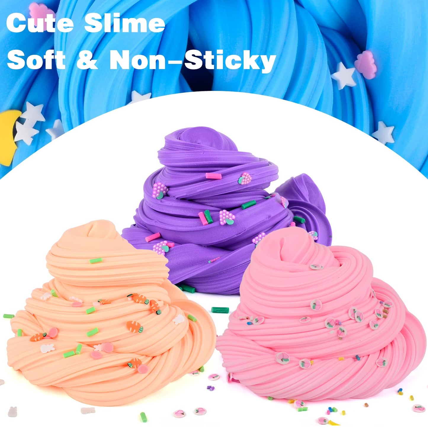 WUHUANIU 15 Pack Mini Slime, Butter Slime Party Favors, Soft Non-Sticky and Stretchy Slime Kit for Classroom Prizes, Christmas Stocking Stuffers, Goodie Bag Stuffers for Kids Boys Girls, N001 N002