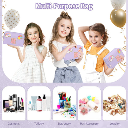 Initial Makeup Bag for Girls, Cute Makeup Bag Small Cosmetic Bag Travel Make Up Organizer Pouch, Birthday Gifts for Girls 4 5 6 7 8 9 10 11 12 13 14 15 Years Old, Teen Girls Gifts Trendy Stuff