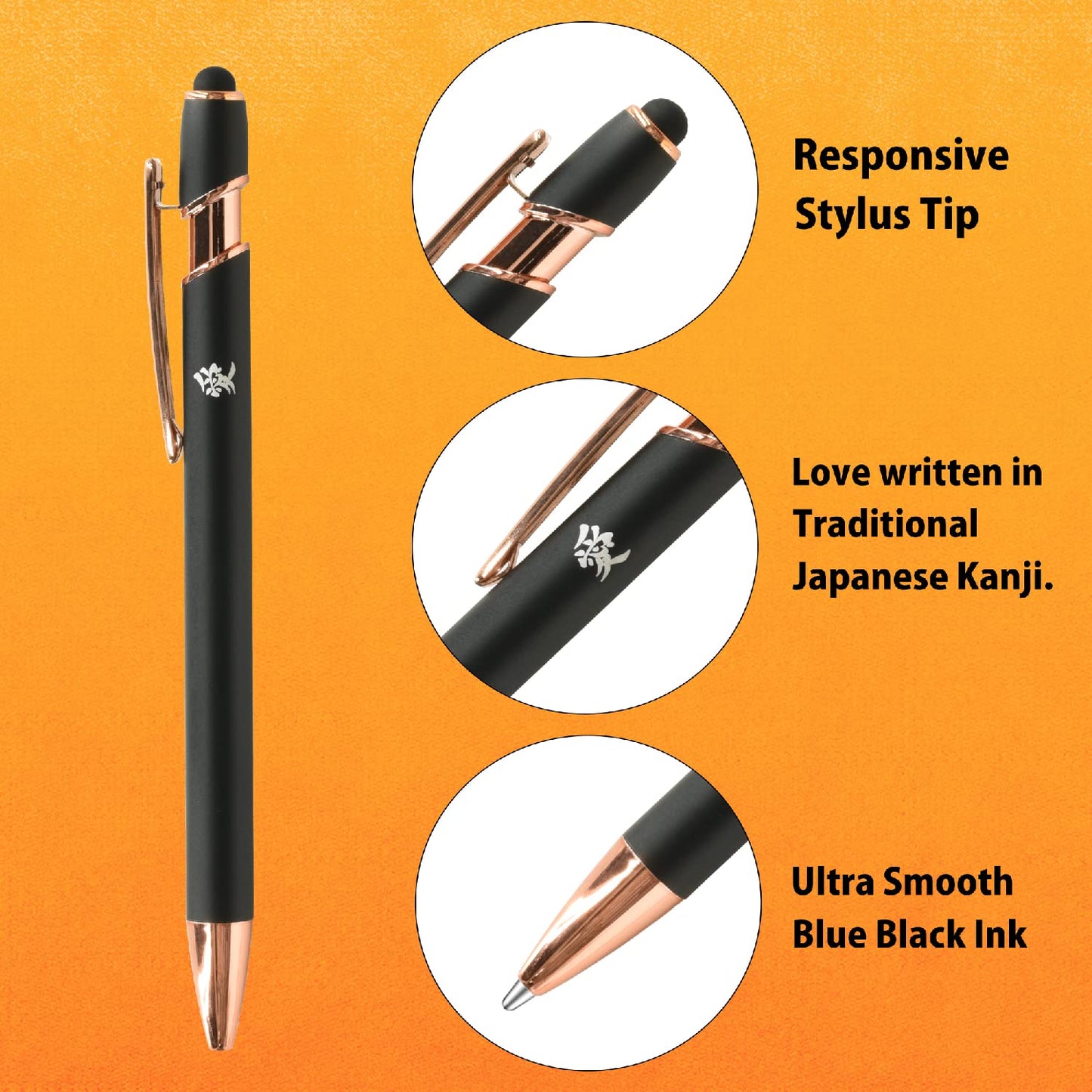 ZENTO Signature Model Ballpoint Pen Champagne Gold 0.7mm Ink Color Black UBZH07.25 With Original Stylus Ballpoint Touch Pen