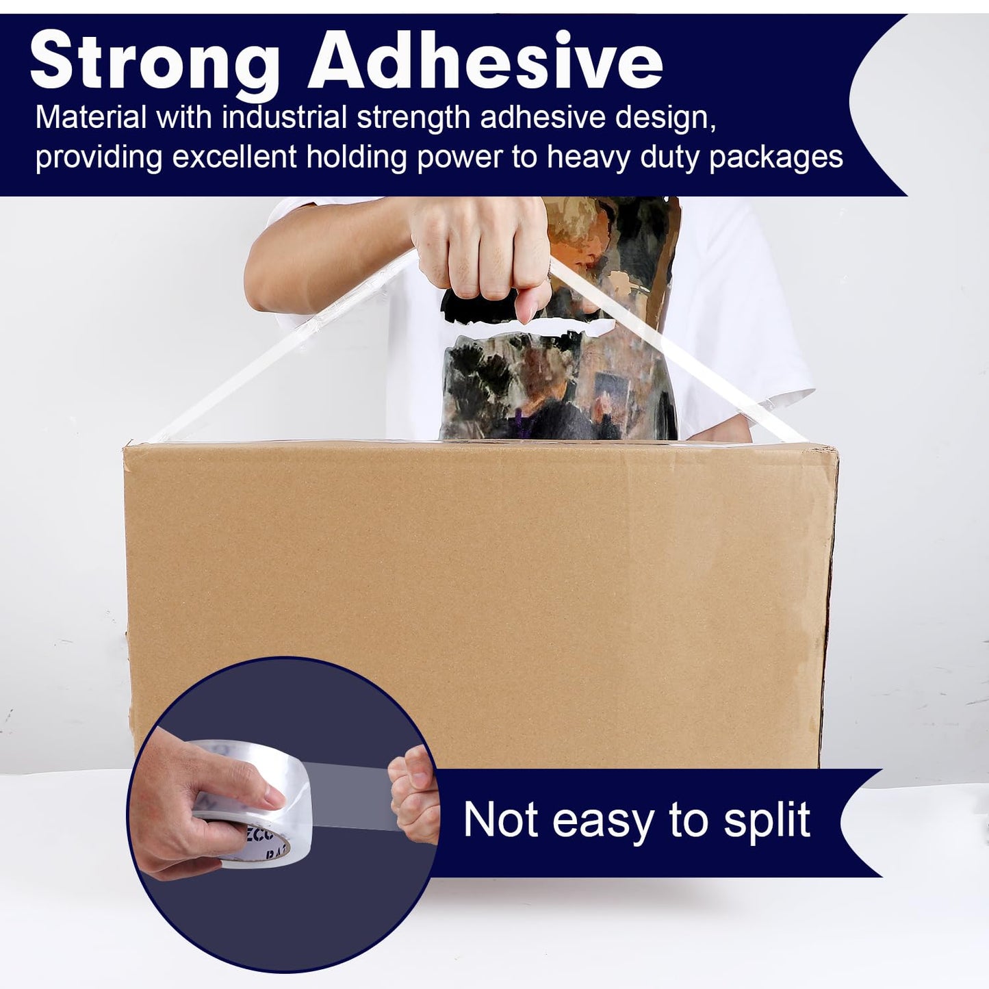 RAZCC Packing Tape, 18 Rolls Clear Heavy Duty Packaging Tape with Dispensers for Packing, Shipping, Moving and Mailing, Thicker Sealing Tape-1.88" x 65 Yards Per Roll, 1170 Total Yards