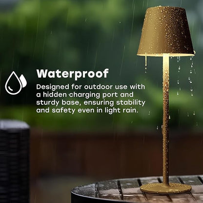 2 Pack Cordless Table Lamp,Portable LED Desk Lamp, 5200mAh Battery Operated, 3 Color Stepless Dimming Up, for Restaurant, Bedroom, Bars, Outdoor Party, Camping, Coffee Shop Night Light Gold