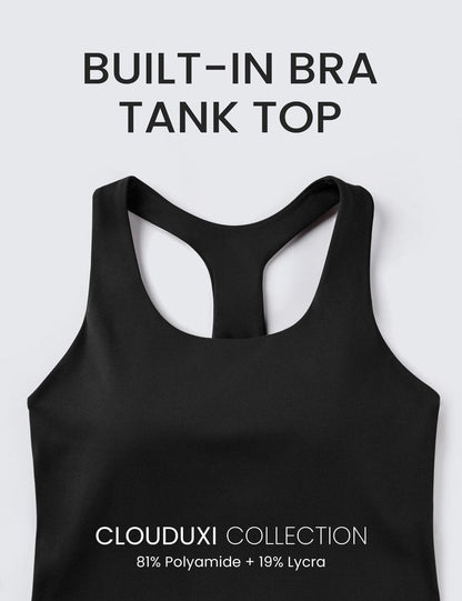 BAYDI Clouduxi Workout Tank Tops for Women Racerback Yoga Shirts with Built in Bra Gym Athletic Sleeveless Camisole Black