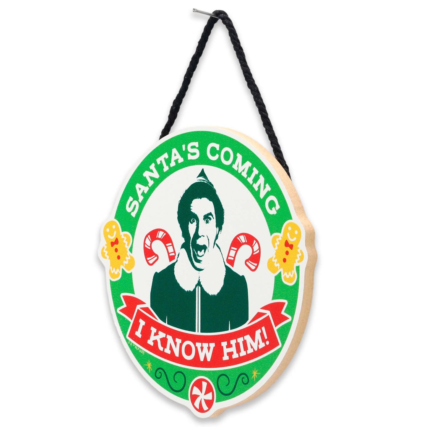 Elf Movie Santa's Coming I Know Him Hanging Wood Wall Decor - Funny Buddy the Elf Christmas Decoration for Home