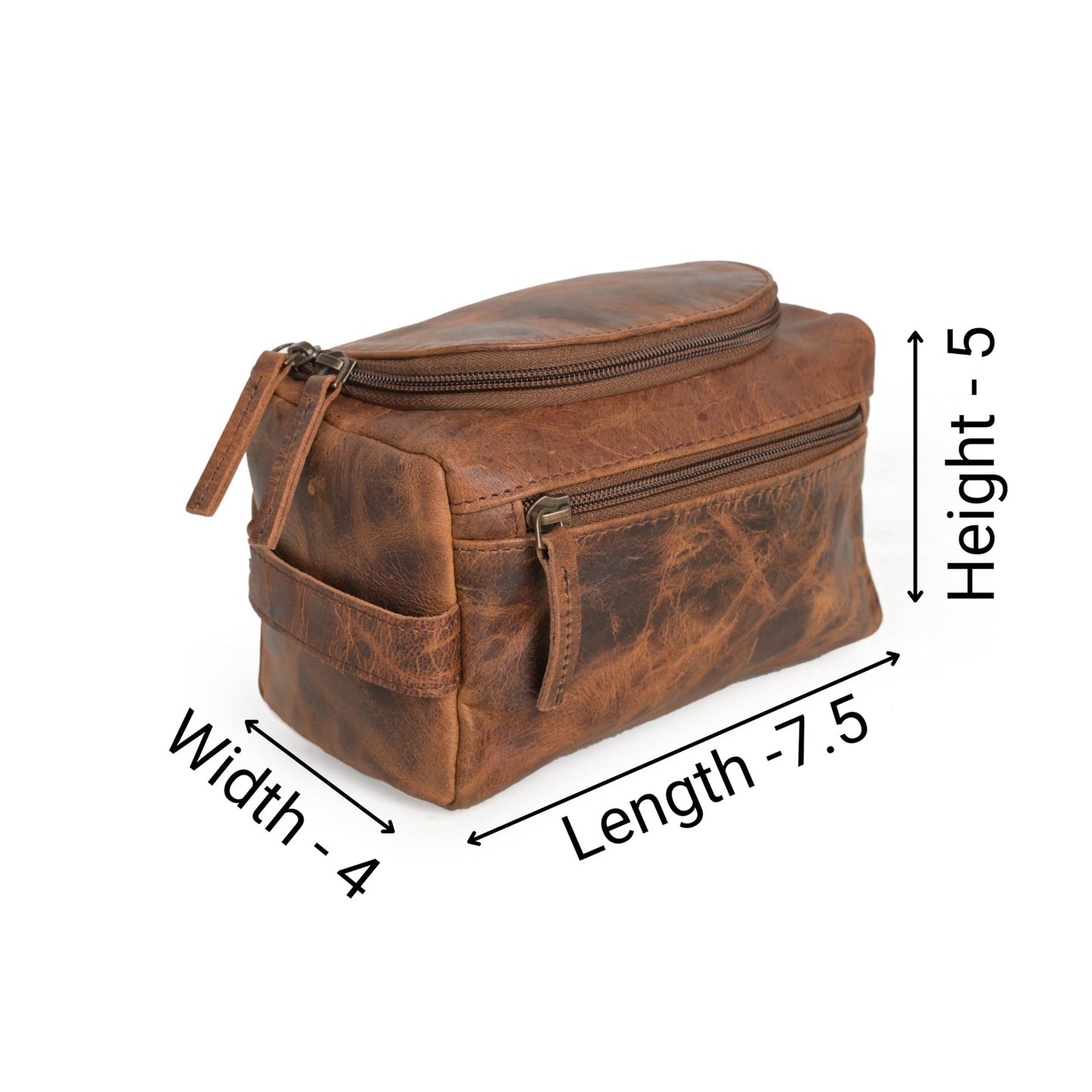 RusticVintage (7.5 inch Small) Real Full Grain Leather Toiletry Bag for Men, Dopp kit with Waterproof Lining, Toiletries Organizer, Grooming Travel Bag Pouch, Bathroom Shaving Kit Zipper Bag