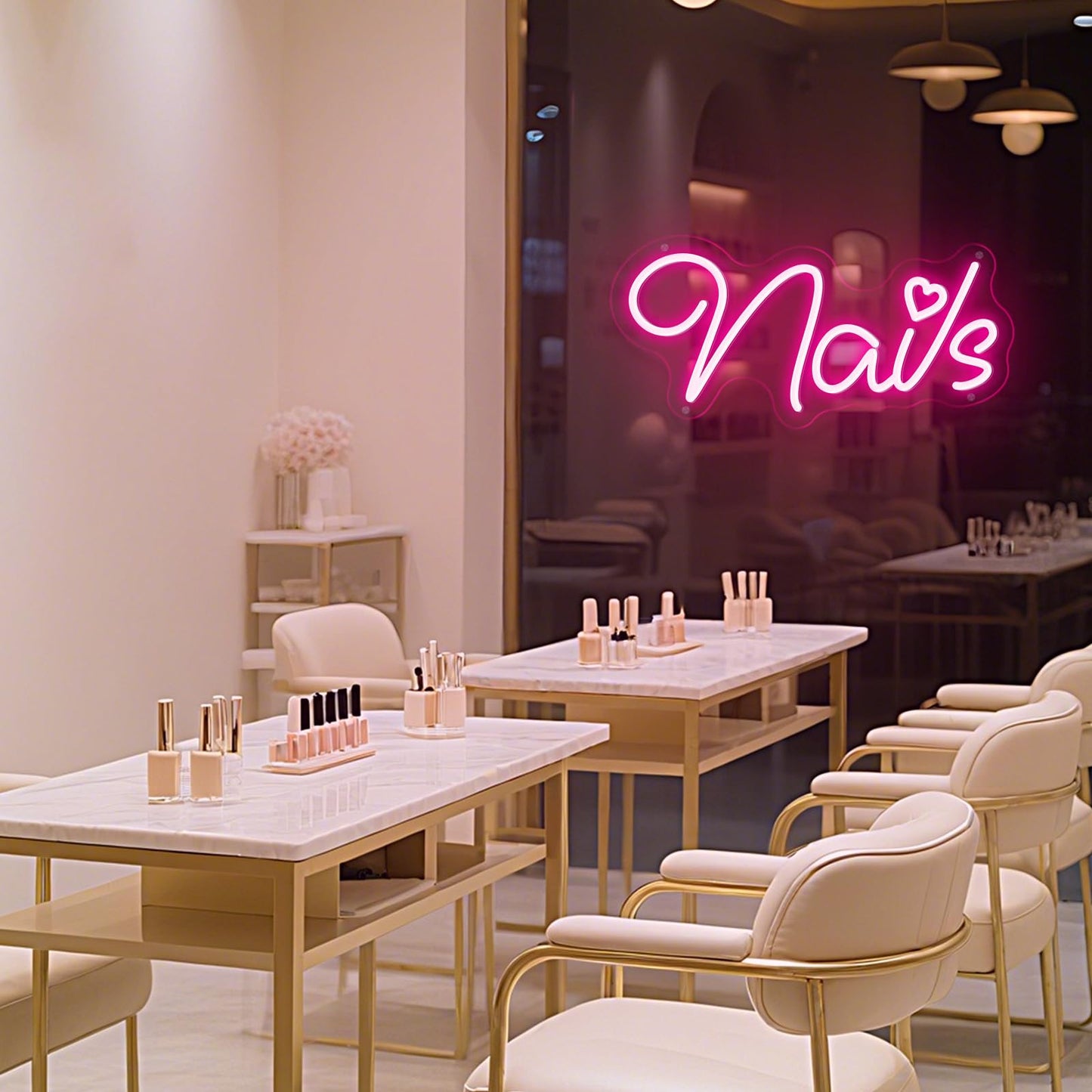 Brochao Nails Neon Sign Nail LED Sign Light Up Sign for Nial Room Wall Decar for Beauty Room Nail Salon Business Store Home Party Decoration Gift for Teen Girls
