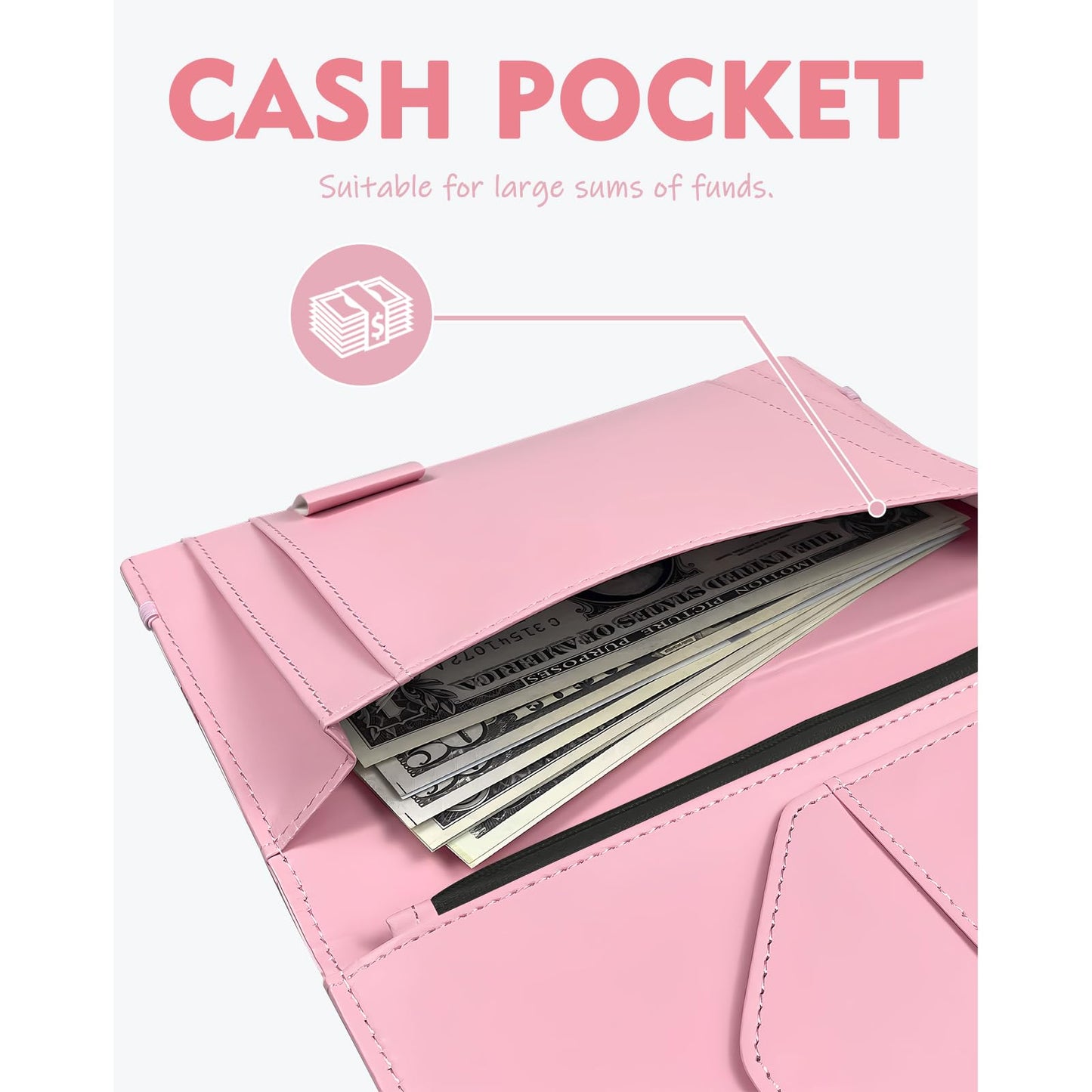 YeeCASE Pink Server Book, Fits Waitress Server Apron, Receipt Holder, Guest Book Perfectly,Waitress Server Accessories, Compact Organizer with Zipper Pocket (Hibiscus)