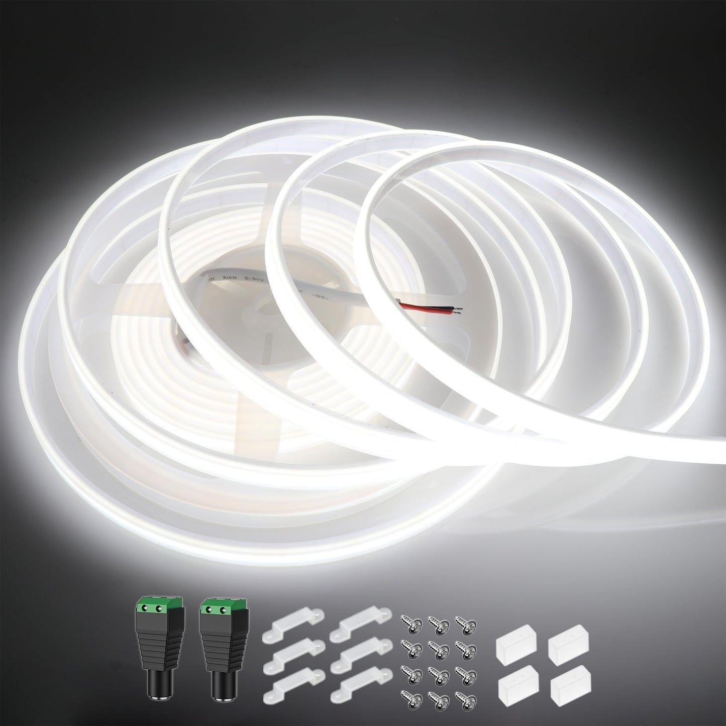 LEDENET COB LED Strip Lights Waterproof IP67 White 6000K DC12V 16.4ft/5m 480LEDs/m CRI94 Dotless LED Rope Lights for Living Room Cabinets Outdoor DIY Lighting