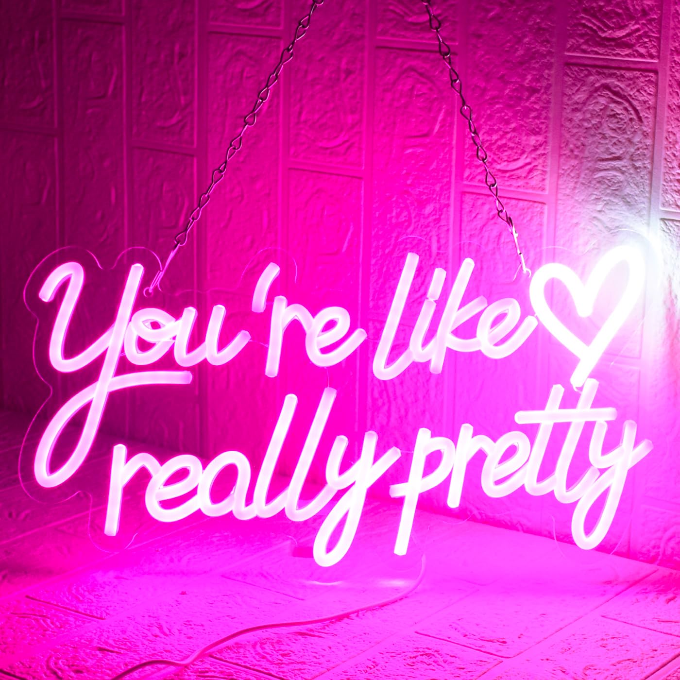 UExnkj-Y You're Like Really Pretty Neon Sign, Neon Signs for Wall Decor, Pink Led Neon Light for Wall Decor, USB Dimmable Led Neon Light Sign for Wedding, Bedroom, Home Decor
