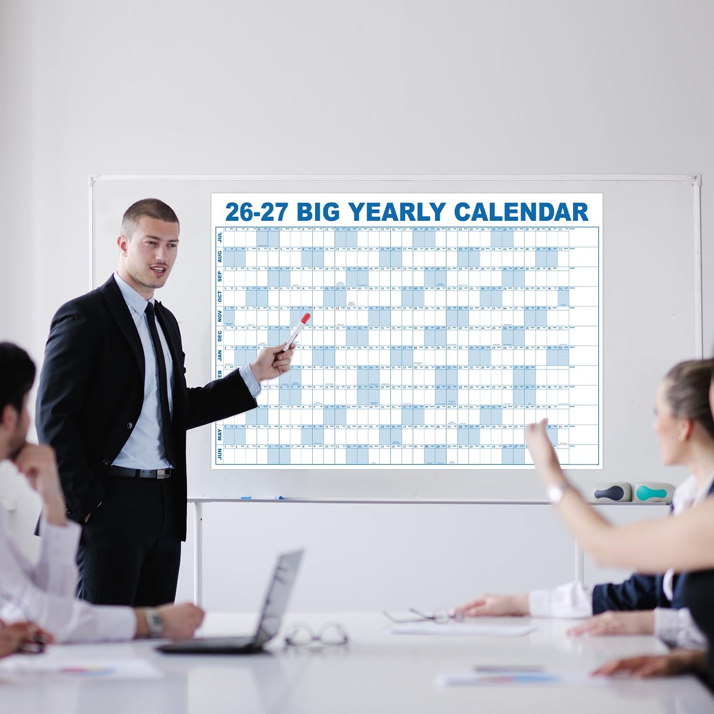 2026-2027 Dry Erase Wall Calendar - July 2026- June 2027, 35.2" x 50", Extra Large Yearly Wall Calendar 2026-2027, 12-Month Note Section & 365 Daily Block, 10 Round Stickers, Perfect for Home, Office and School