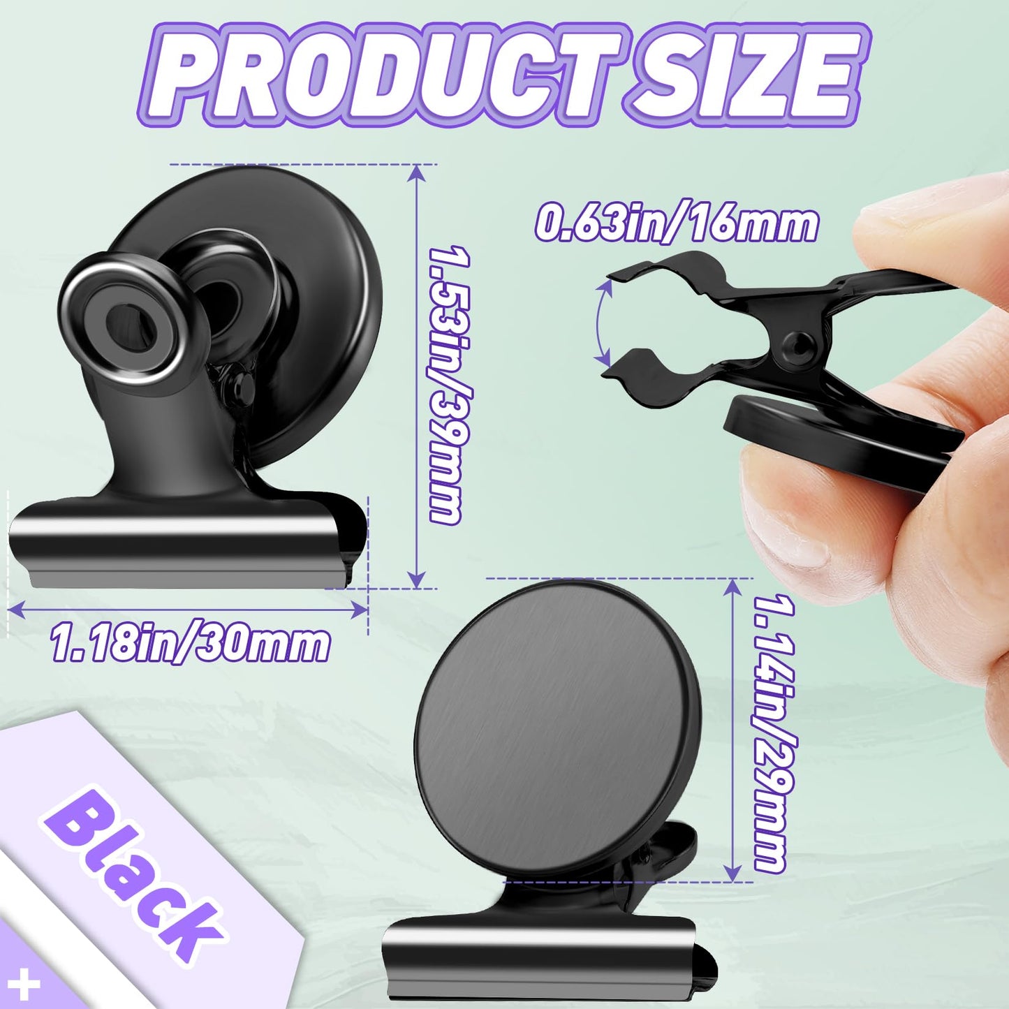 VNDUEEY Strong Magnetic Clips, 60 Pack Refrigerator Magnets Fridge Magnets, Magnetic Clips for Whiteboard Magnet Metal Clip Classroom Cruise Ships, Heavy Duty Clip Magnet for Locker Girls(Black)