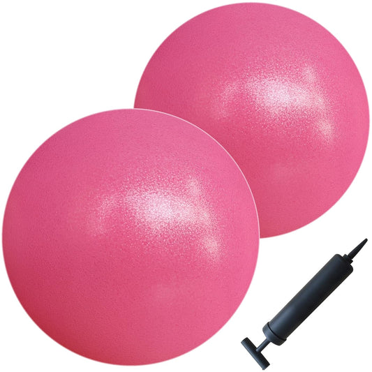 AppleRound 9-inch Pilates Ball, Pack of 2 with 1 Pump, Small Exercise Ball for Pilates, Yoga, Fitness, Physical Therapy, Stability Core Training (Pink)