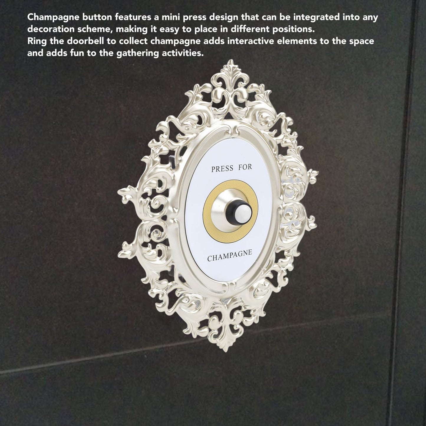 Retro Champagne Button, Metal Decorative Press Champagne Door Rings Bell for Home Restaurants Bedrooms Celebrations