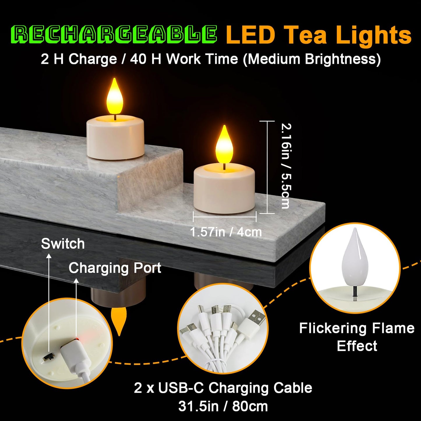PChero Rechargeable Flameless Candles with Remote Timer, Battery Operated Tea Lights Candles, LED Flickering Tealights Candles for Home Wedding Halloween Fall Christmas Decor, 6 Pack