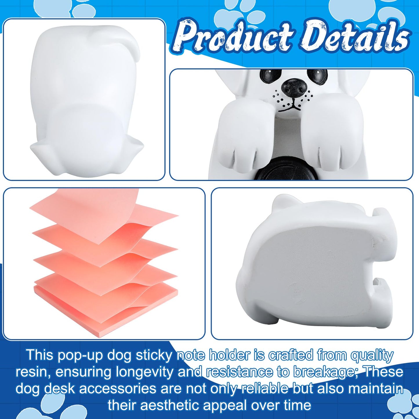 Chunful 3pcs Pop-up Note Dispenser Set Include Resign Dog Note Dispenser, 2 Pcs 3 x 3 Sticky for Office Desk Accessories