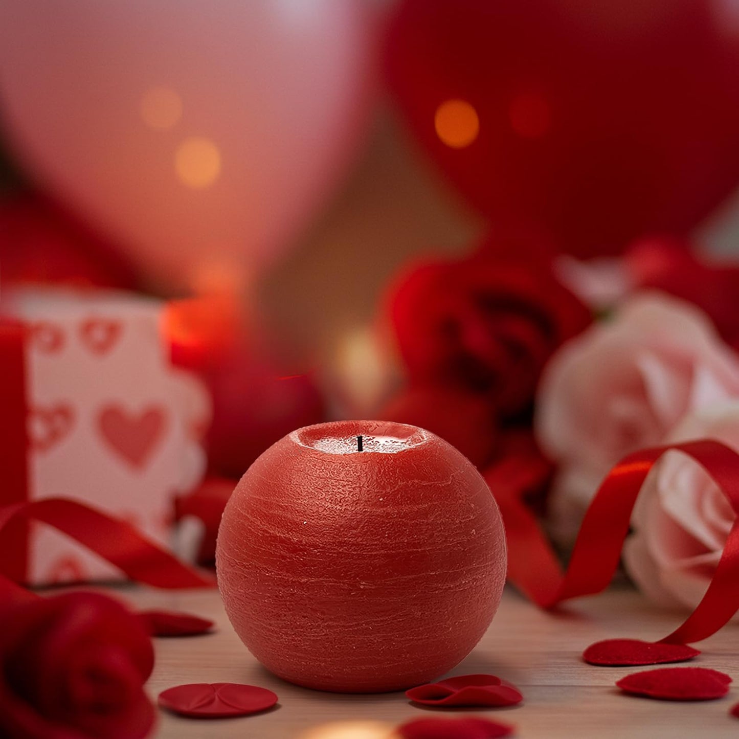 FUWDEO Flameless Candles with Remote & Timer,4" H LED Battery Operated Round Candle 2 Pack,Real Wax Christmas Candle Lights Flickering for Christmas Gift Wedding Home Decor (Red)