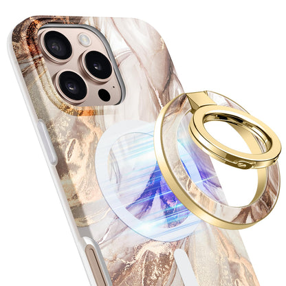 GVIEWIN Magnetic Phone Ring Holder, Compatible with MagSafe Phone Grip with Adjustable Stand, Magnet Phone Ring Kickstand for iPhone 17/16/15/14/13/12 Pro Max Plus Air/Other Phones (Glitter/Silver)