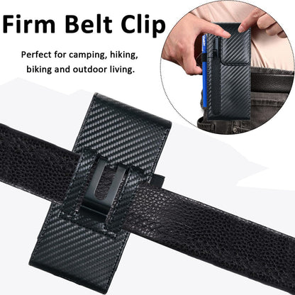 CusPra Holster Pouch for Samsung Galaxy Z Fold 8/7/6/5/4/3 with S Pen Holder & Belt Clip & Card Holder, Luxury Carbon Fiber Leather Holster Case with Belt Loop&Metal Clip&Magnetic Closuer (Vertical)