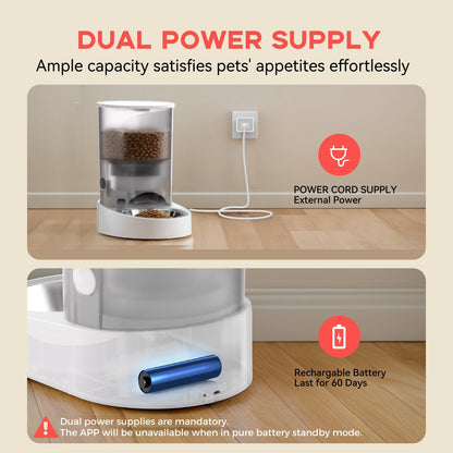 PAPIFEED Automatic Cat Feeder, 4L Auto Dog Cat Feeder with Rechargeable Battery & Dual-Band WiFi (2.4G & 5G), Automatic Pet Food Dispenser for Outdoor Travel Home