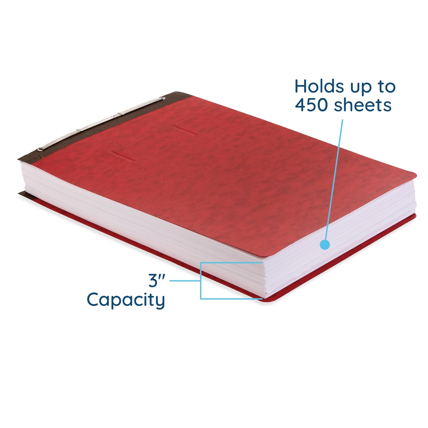 Blue Summit 10 Pressboard Report Covers with Fasteners, 11x17 Folder for Blueprints, 11x17 Portfolio Binder, 3” Capacity, Red, 10 Pack